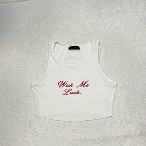 SHEIN MOOSTA Letter Graphic Rib-knit Tank Top